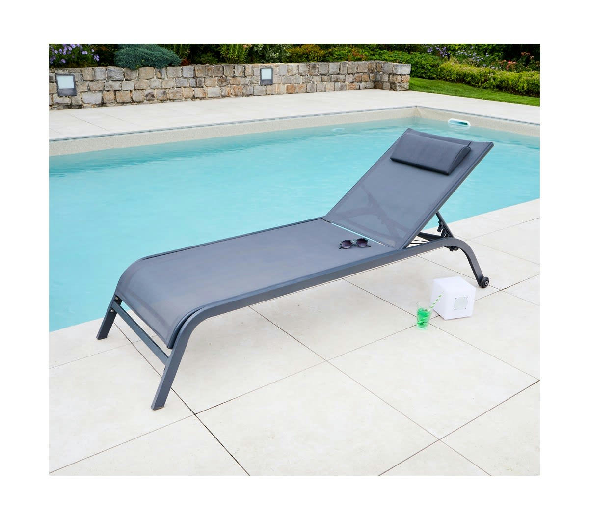 GOZO - Bain de soleil  en acier gris anthracite