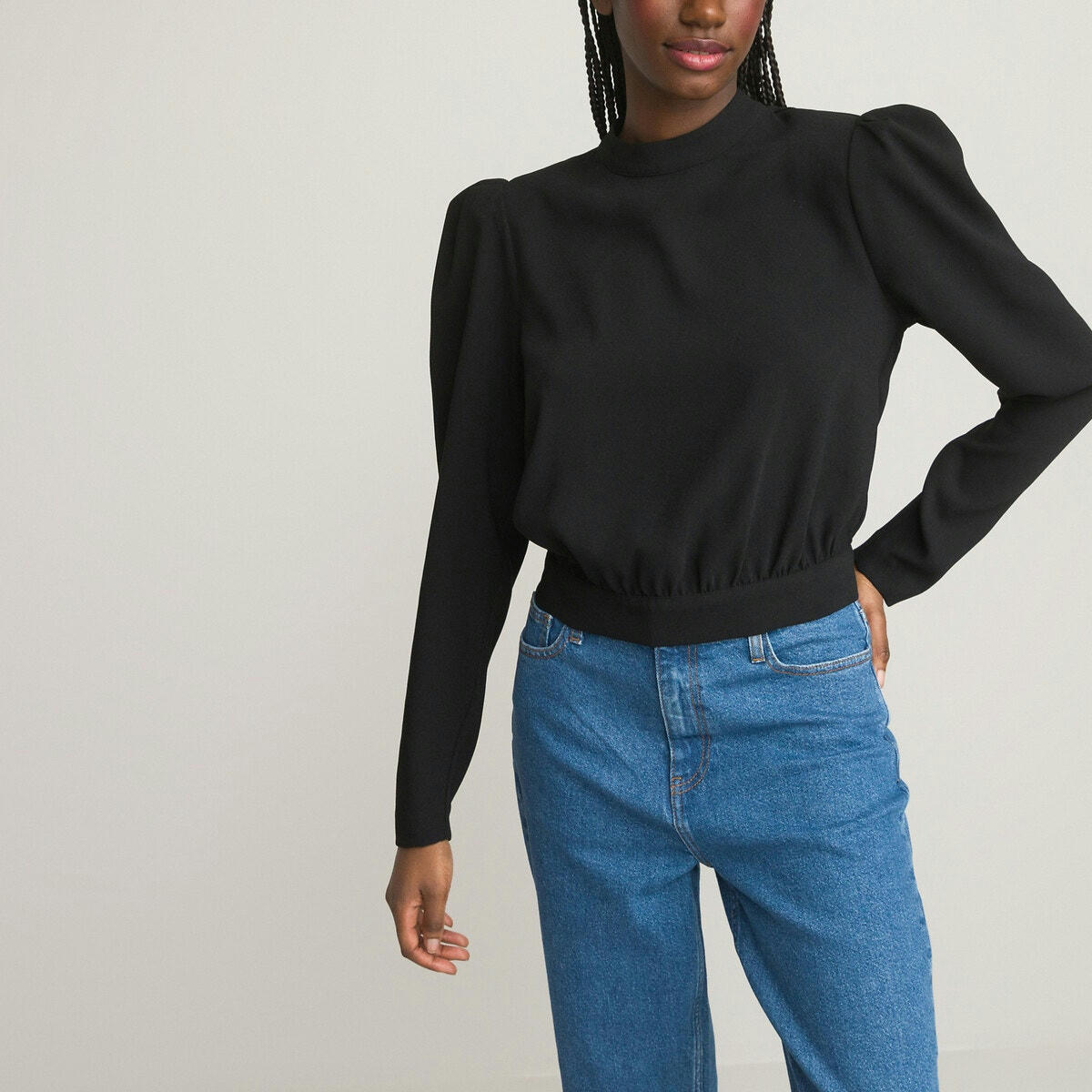 Blouse col montant, manches longues