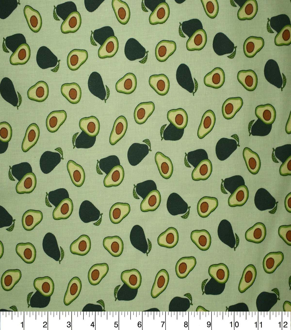 Avocados on Green Cotton Fabric by Quilter's Showcase