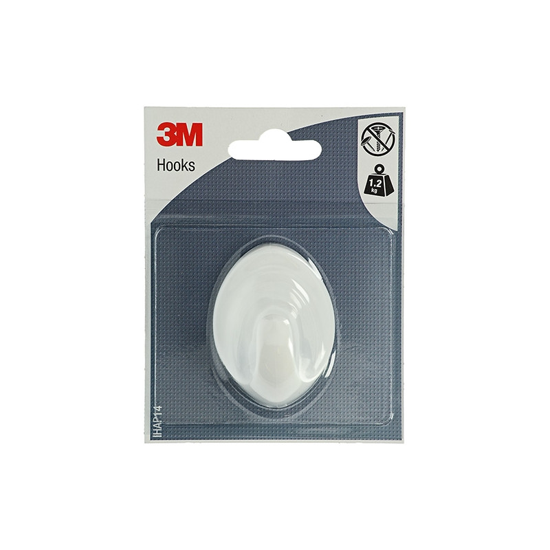 Crochet ovale adhésif en plastique large blanc 3M