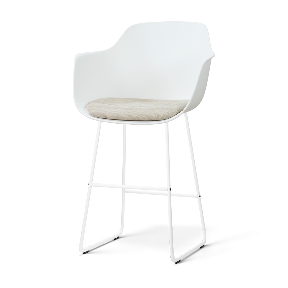 Nolon Nino-Liz Barkruk Wit met Naturelbeige Zitkussen Wit Onderstel 75 Cm
