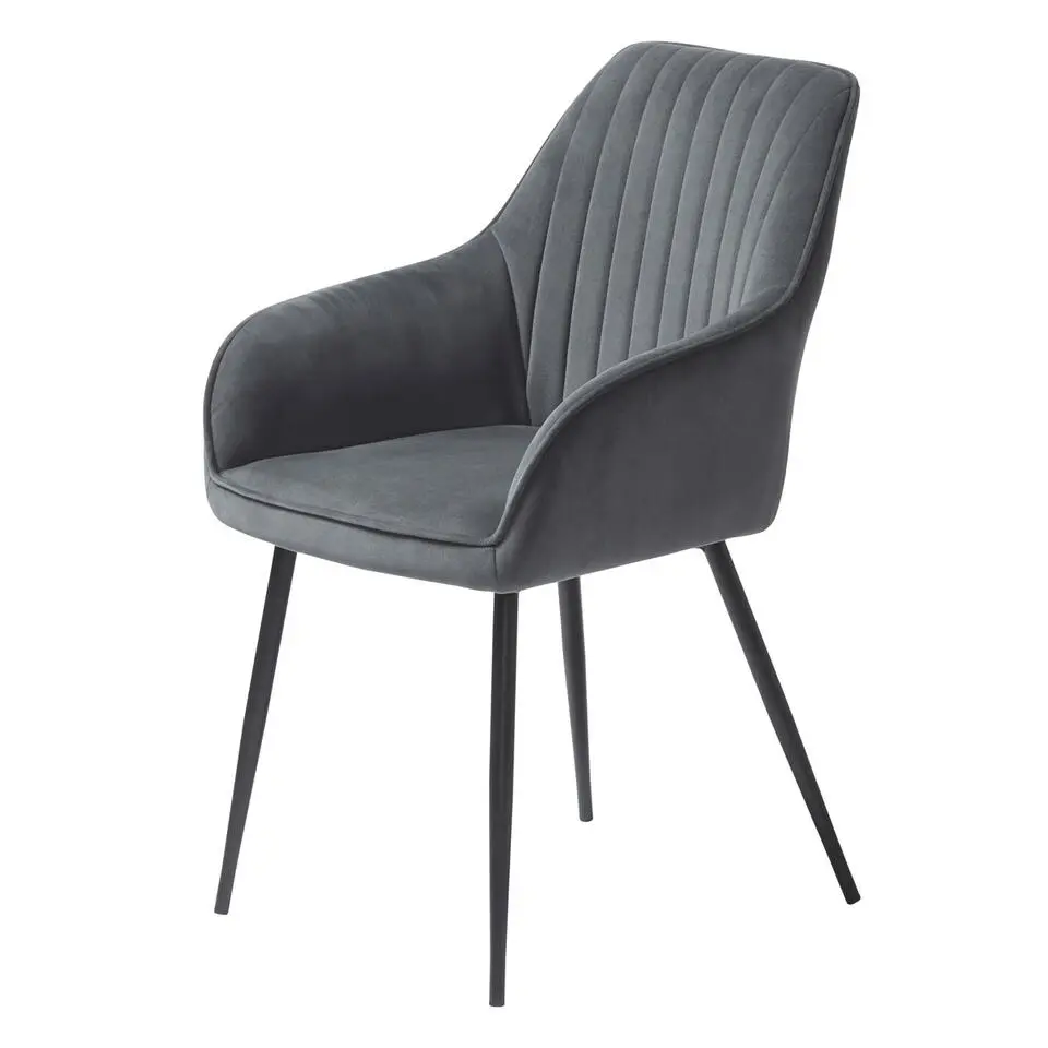 Eetkamerstoel Donkergrijs Velvet - Nolan Stripe - Set van 2