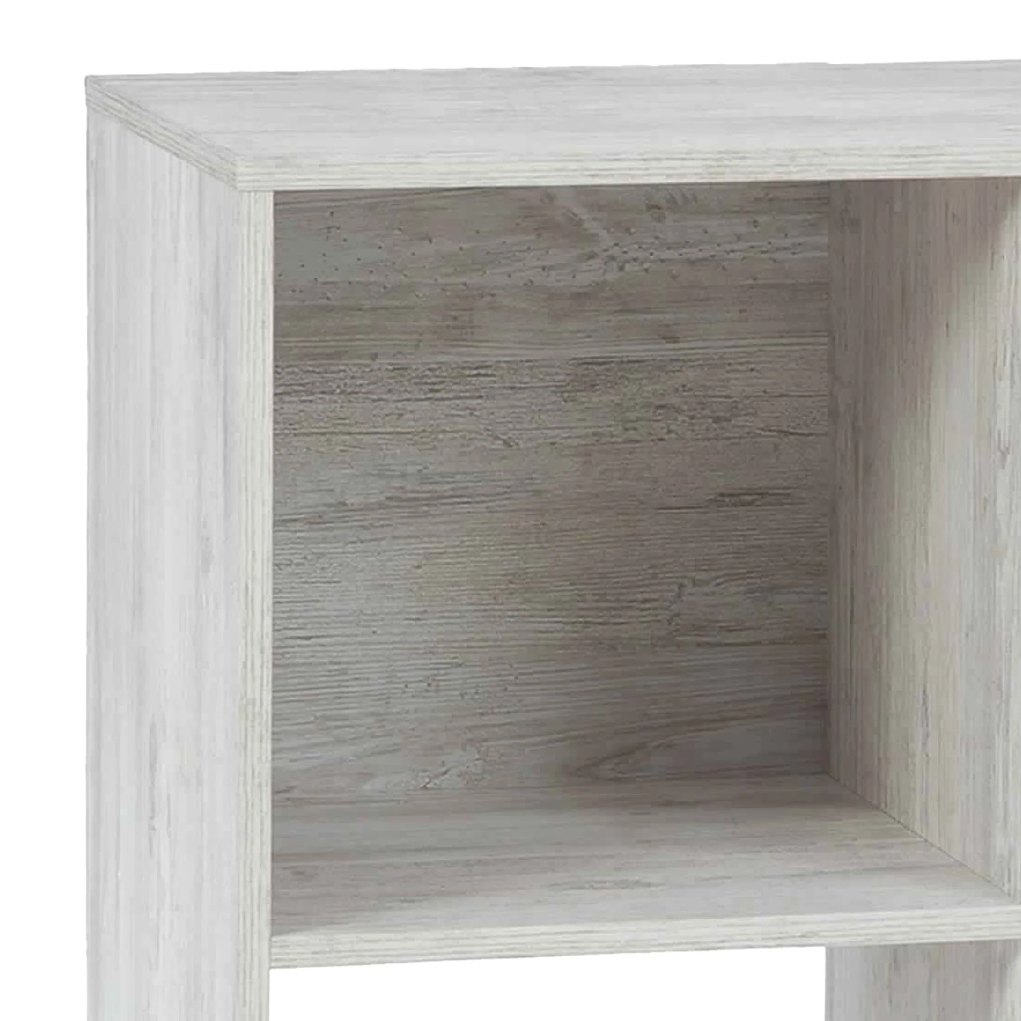 4 Cube Wooden Organizer with Grain Details, Washed White