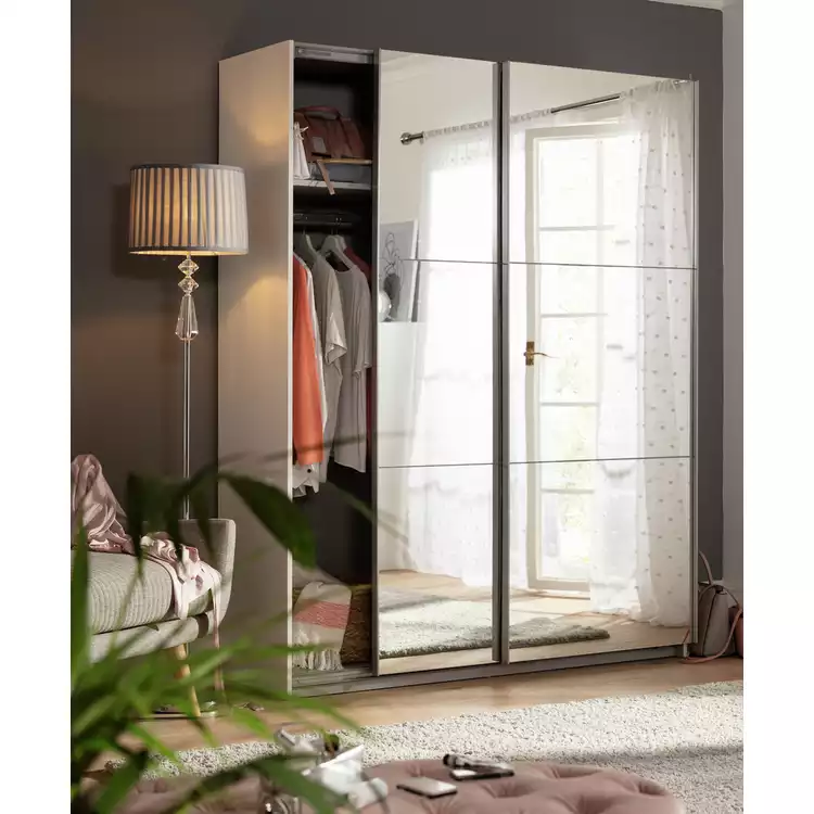 Habitat Holsted Mirrored 150cm Sliding Wardrobe - White