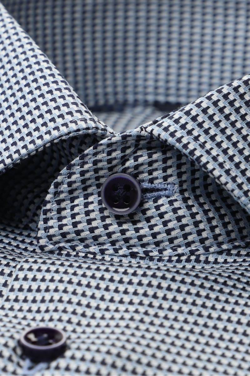 ETERNA Comfort Fit Hemd blau, Strukturiert (super langer Arm)
