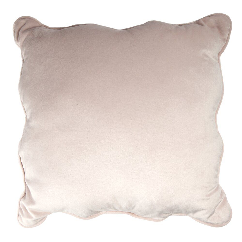 Coussin carré velours bords vague rose 40x40cm