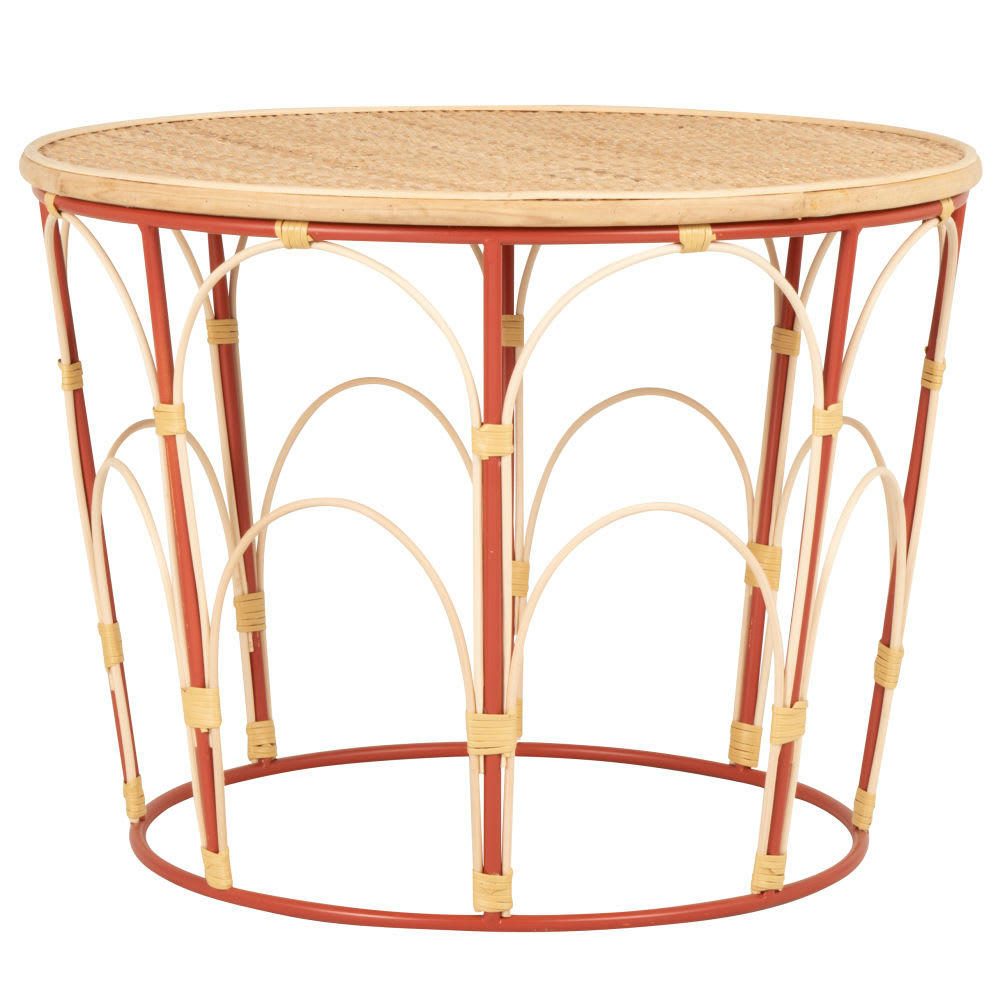 NINOPO - Bout de canapé en métal et rotin