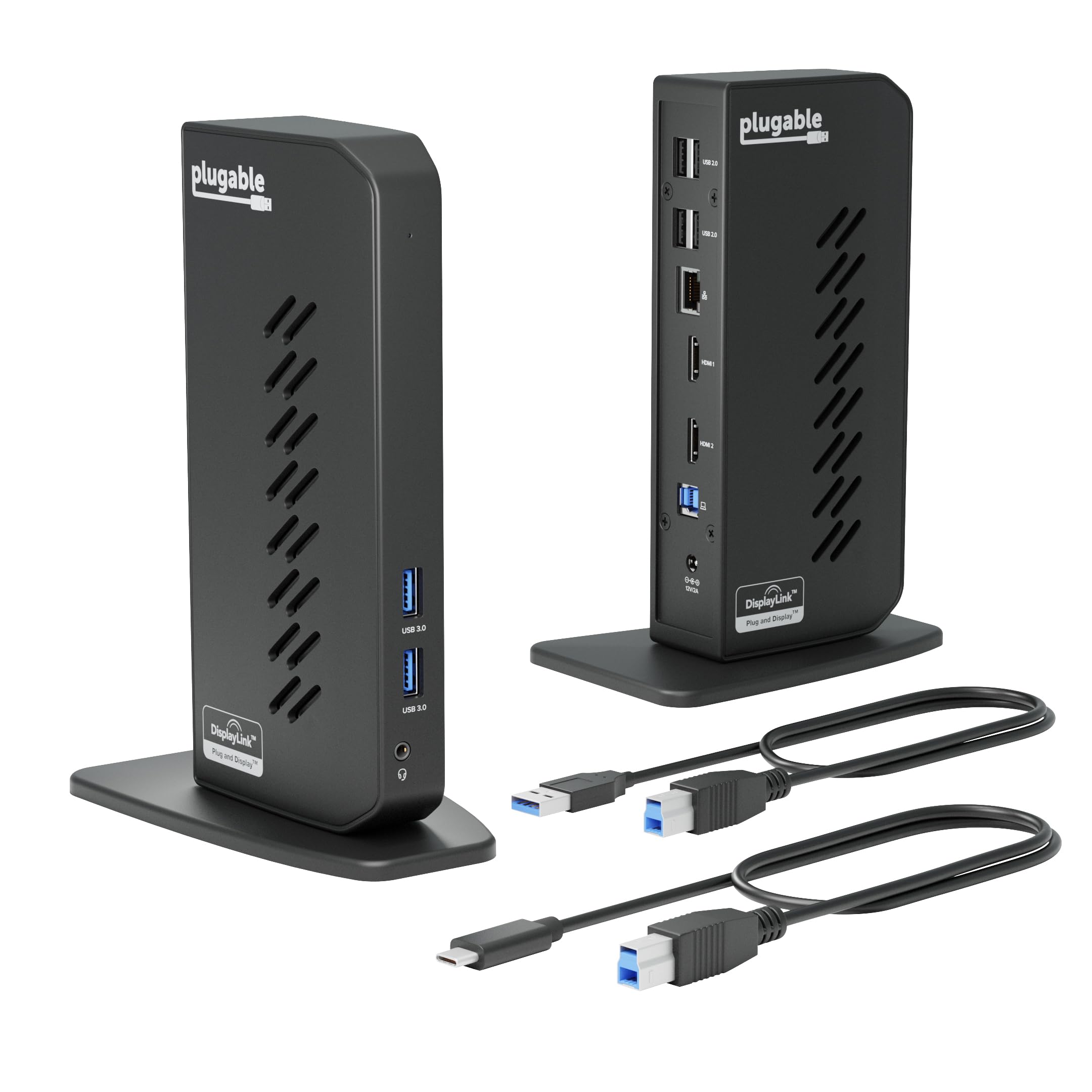 PLUGABLE Dual 1080p HDMI Docking Station for USB-C & USB 3.0