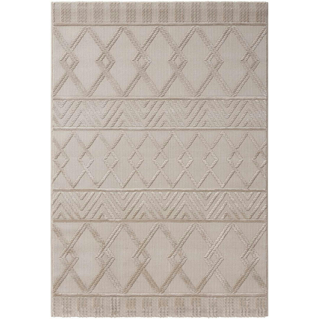 GAND - Tapis géométrique design en polyester beige 160x230