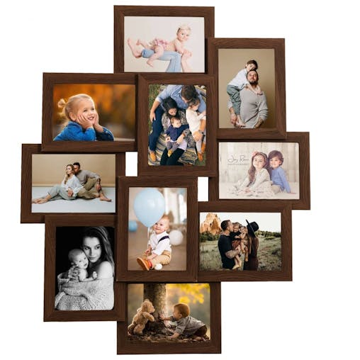 NNEVL Collage Photo Frame for Picture 10 pcs 13x18 cm Dark Brown MDF
