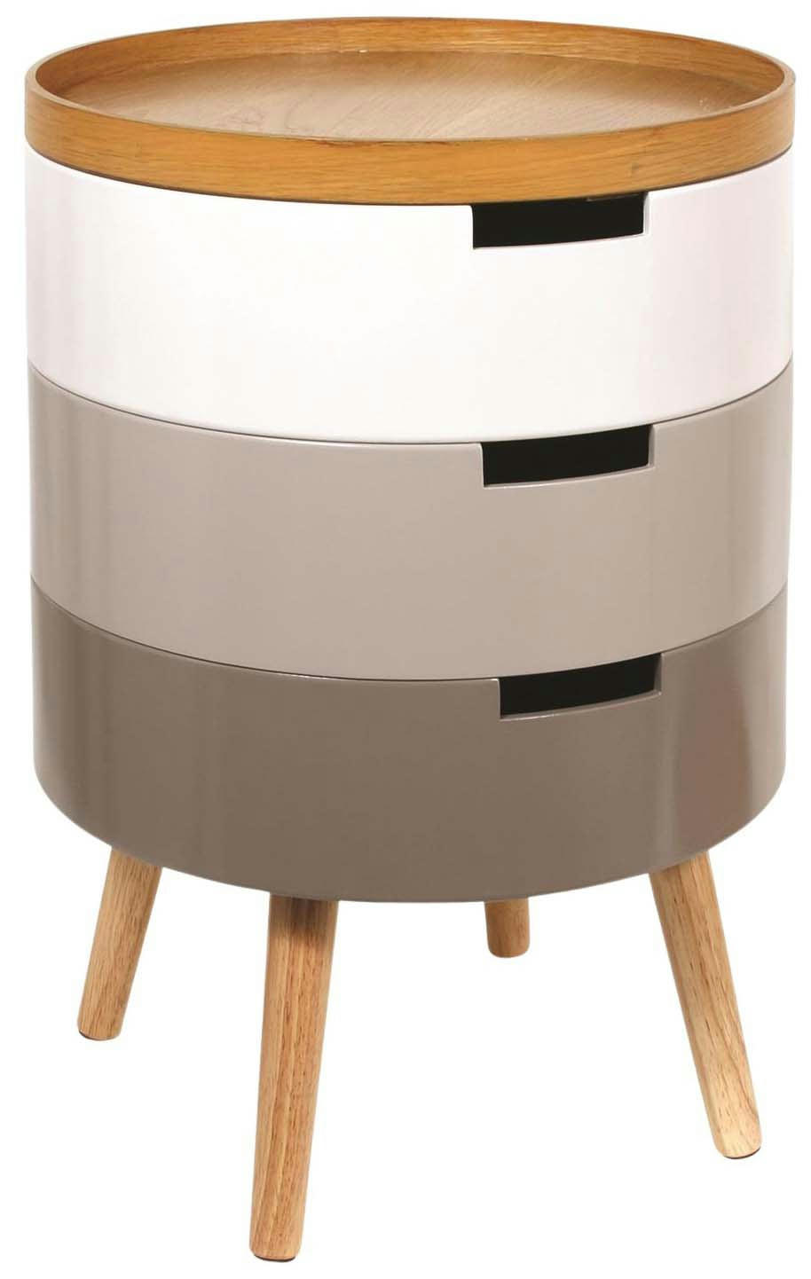 - Table de chevet coffre 3 niveaux gris