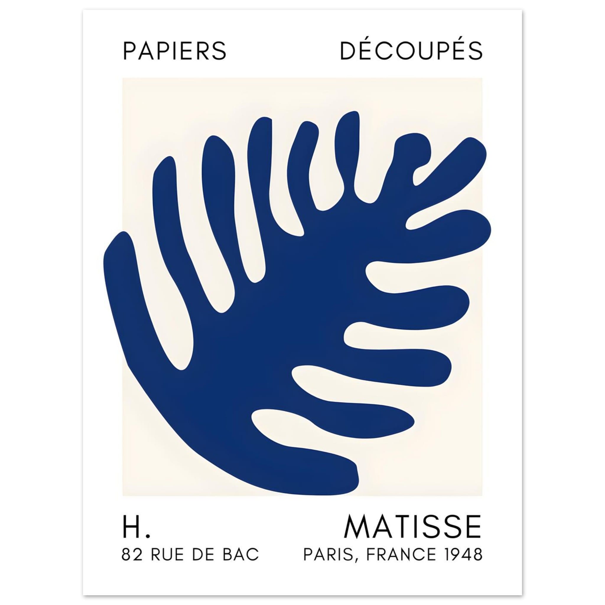 Artfulprints Poster Matisse – Coral bloom navy blue II  - 30x40 cm - Blauw