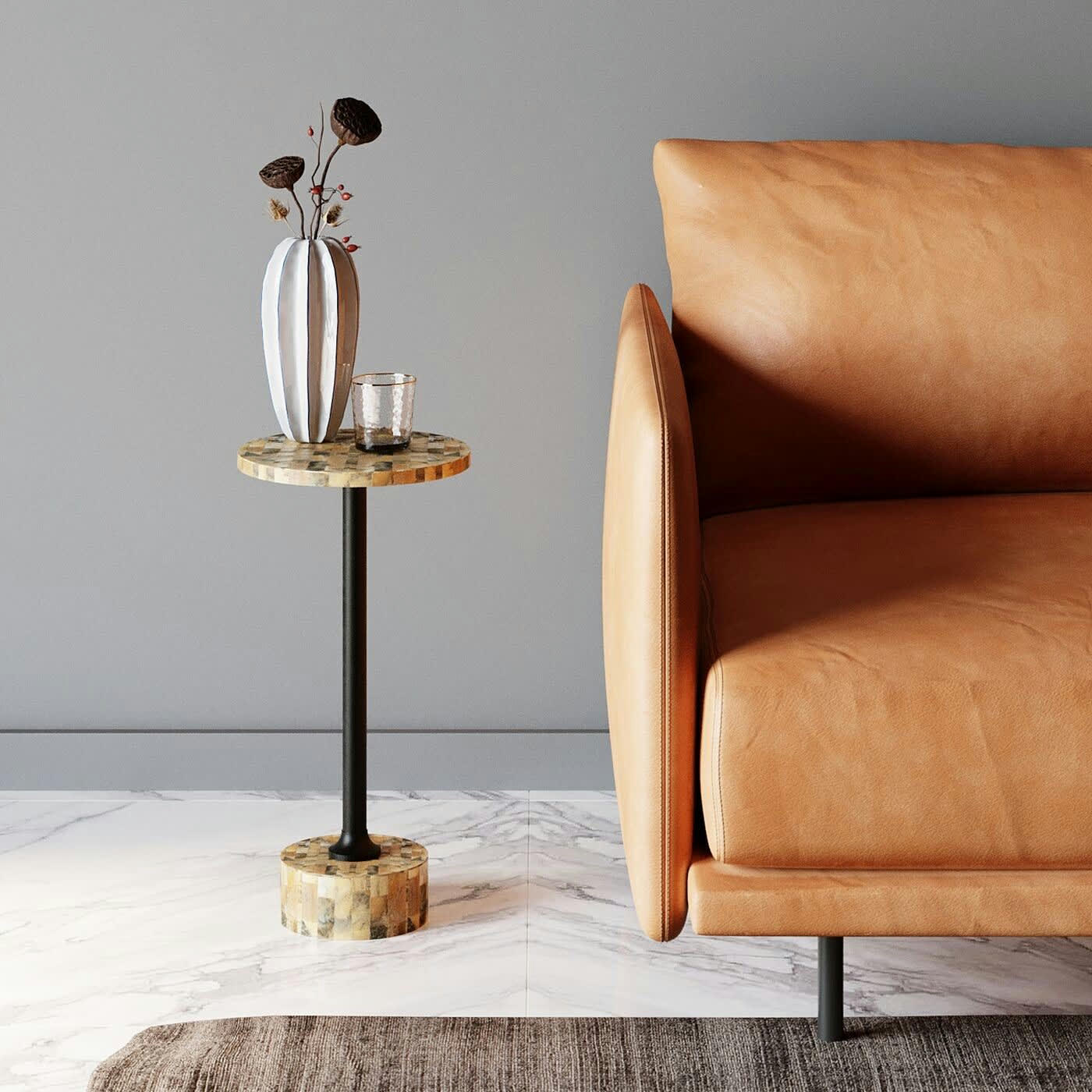 DOMERO - Table d'appoint Domero Mosaic 25cm marron Kare Design