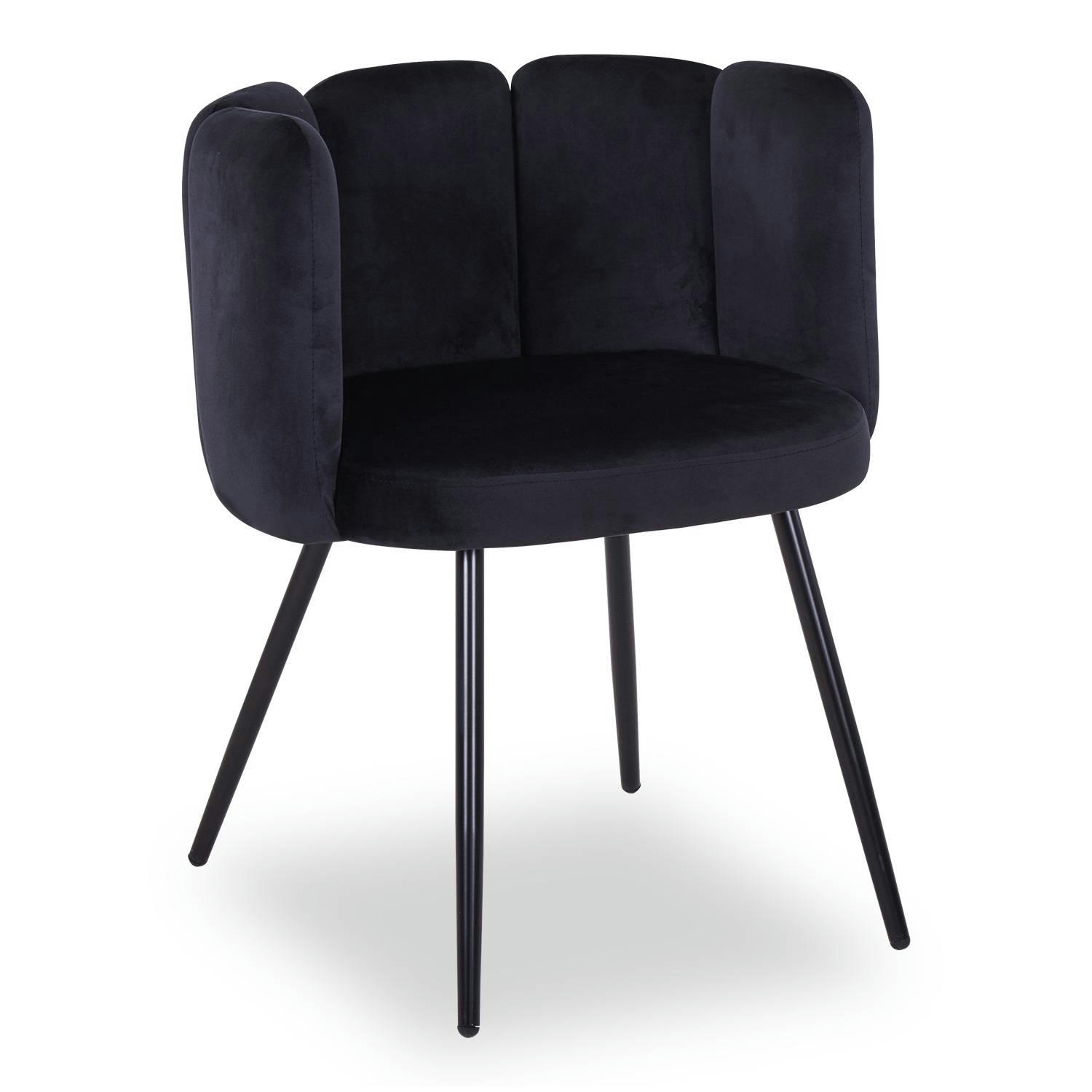 AMELA - Lot de 2 chaises velours noir