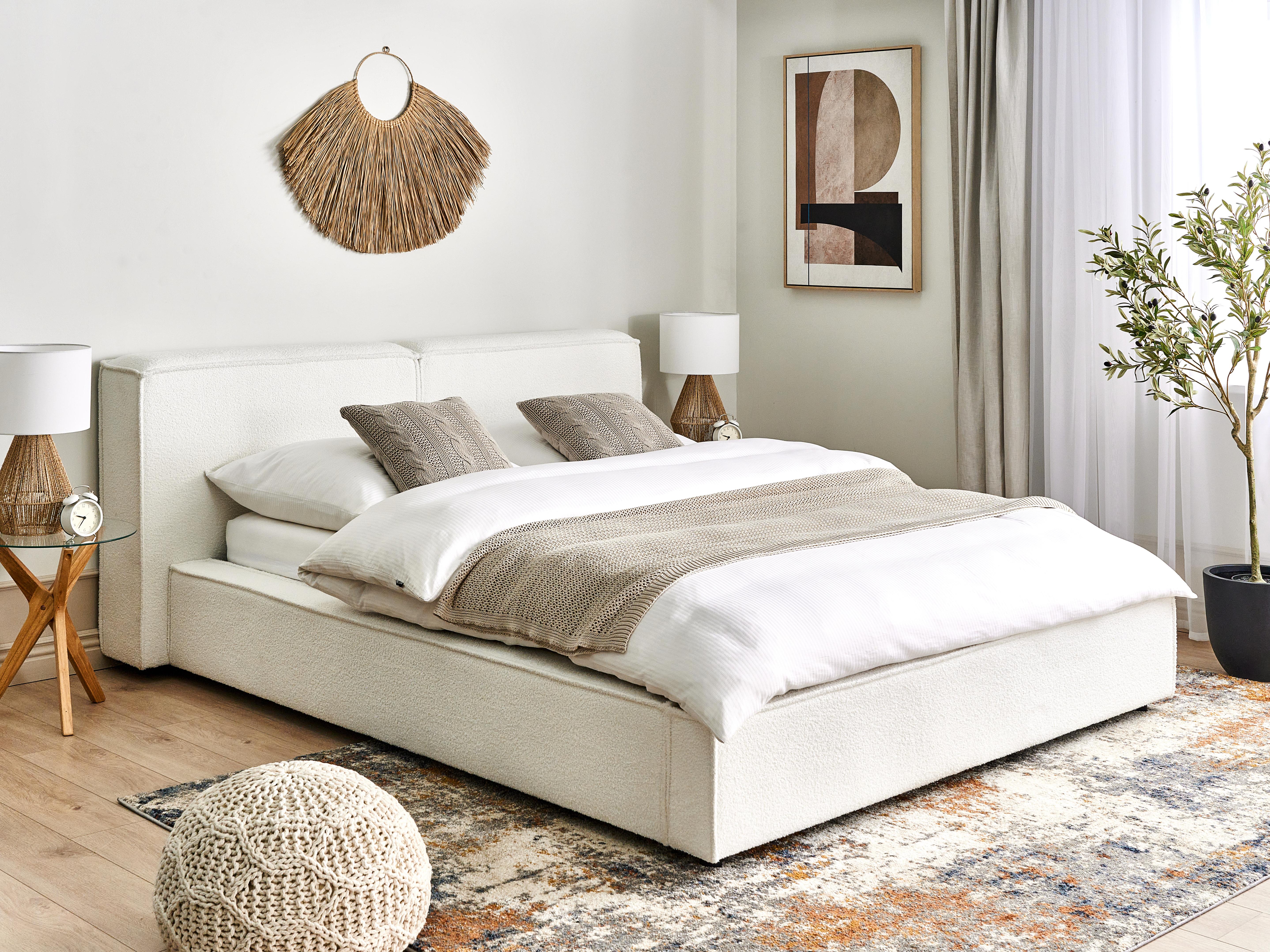 Waterbed Boucle LINARDS 160 x 200 cm (EU King Size) White