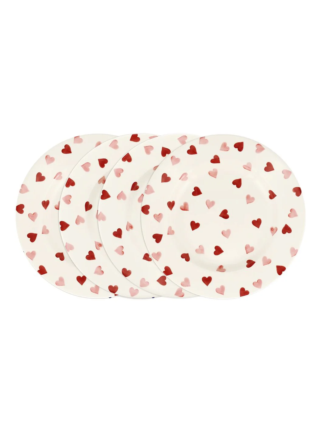 Pink Hearts Large Dinner Plate, 10.5 Inch - Set of 4