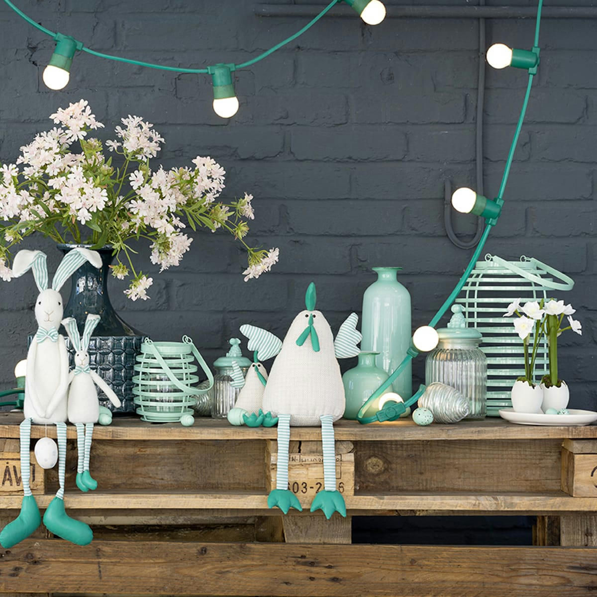 ALICE - Lanterne Alice bleue H28cm