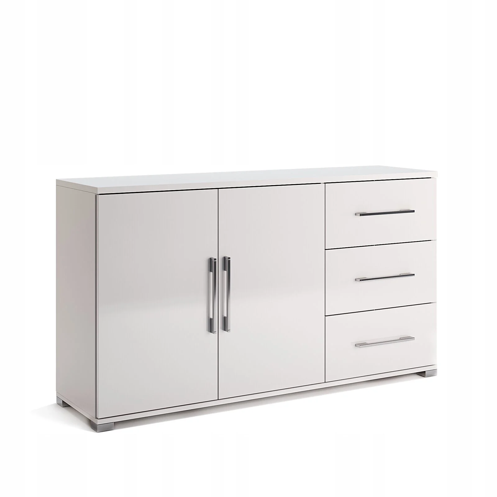 KOMODA Z SZAFKĄ I 3 SZUFLADAMI Flory 140cm biały połysk
