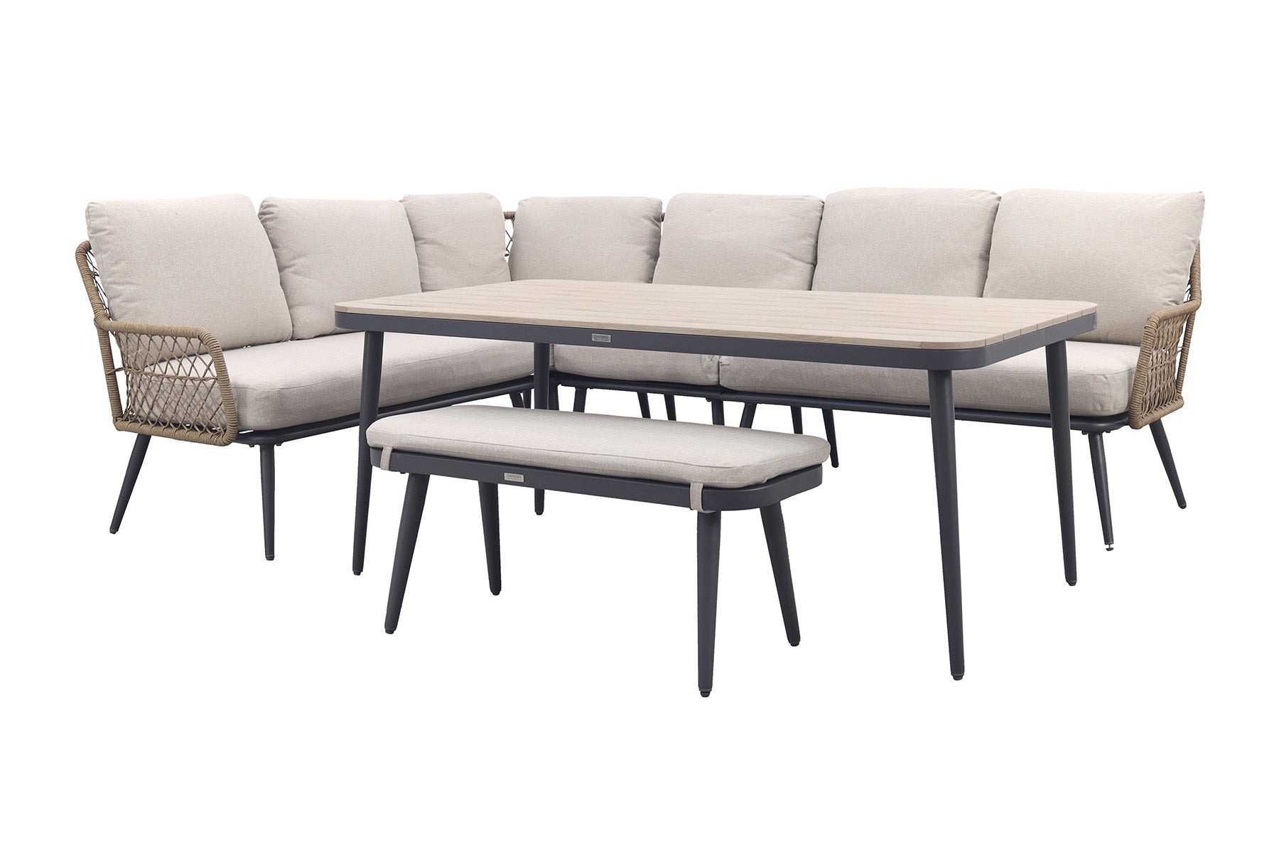 GI Allasio lounge-dining hoekset (6-delig) - Carbon black Zand