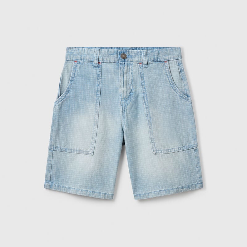 Straight check bermudas
