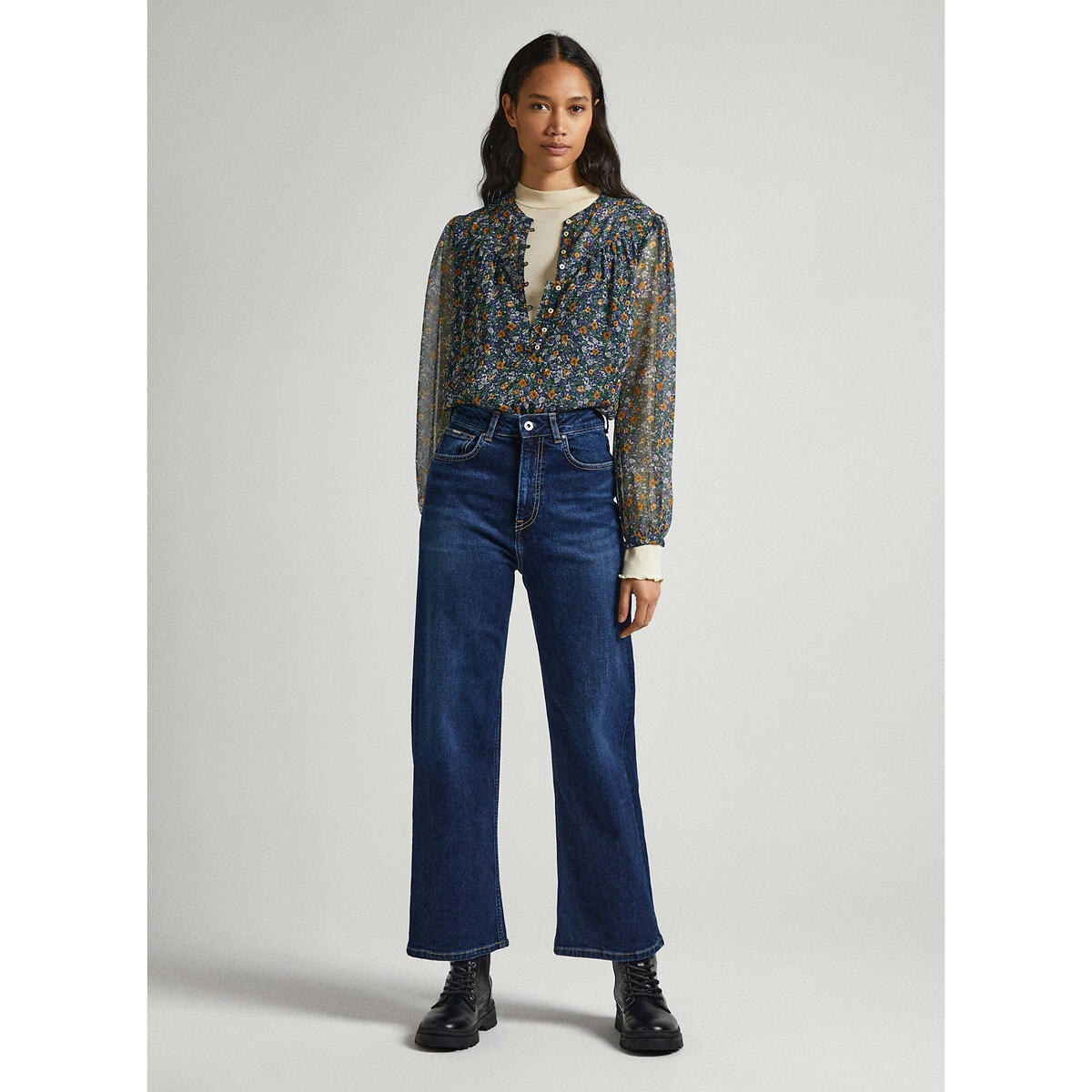 Blouse imprimée, boutonnée