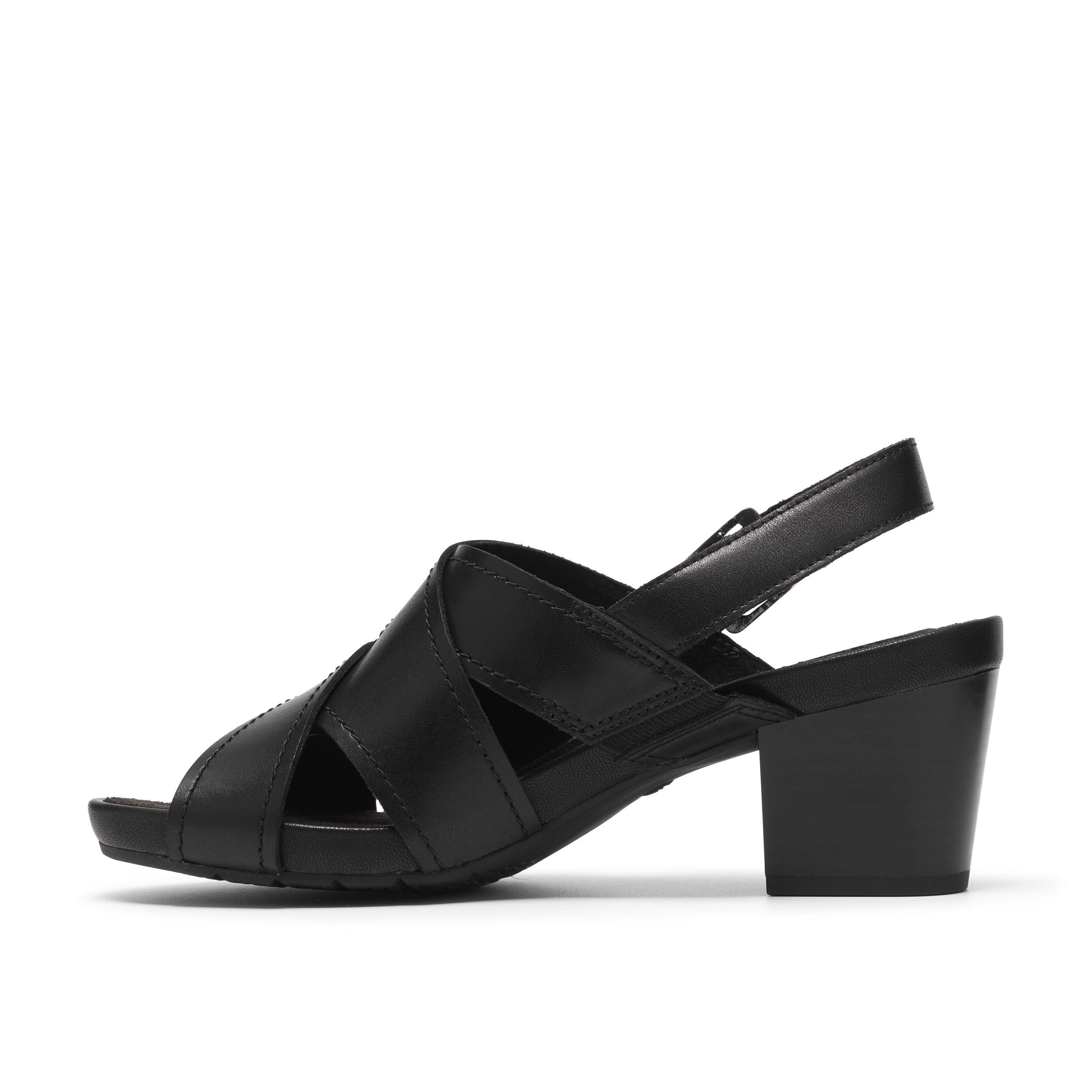 Clarks Kymber Shine Black Leather Heeled Sandals