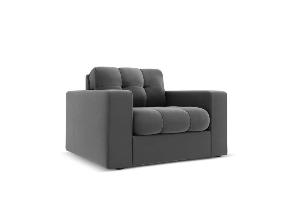 JUSTIN - Fauteuil en velours gris
