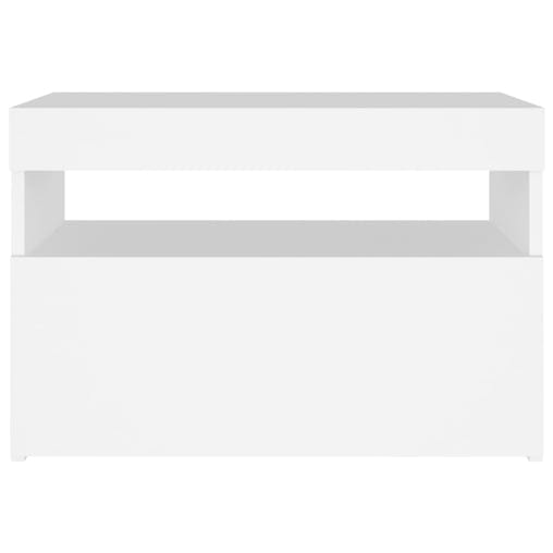 NNEVL Bedside Cabinet & LED Lights White 60x35x40 cm Engineered Wood