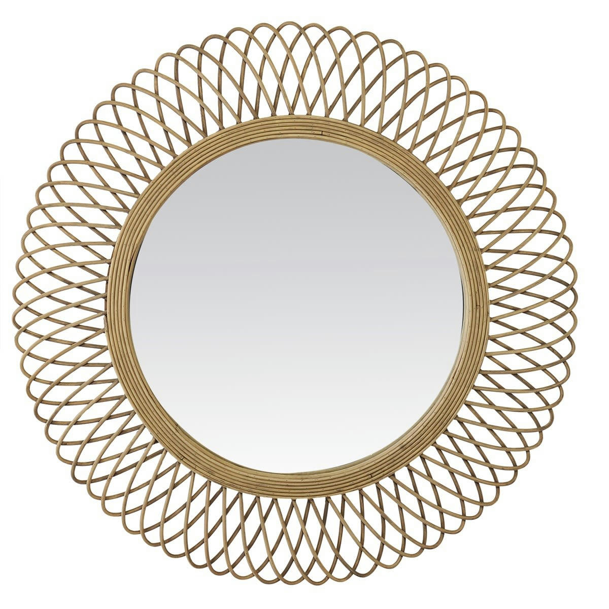 ROTIN - Miroir rond en rotin en rotin marron clair D82