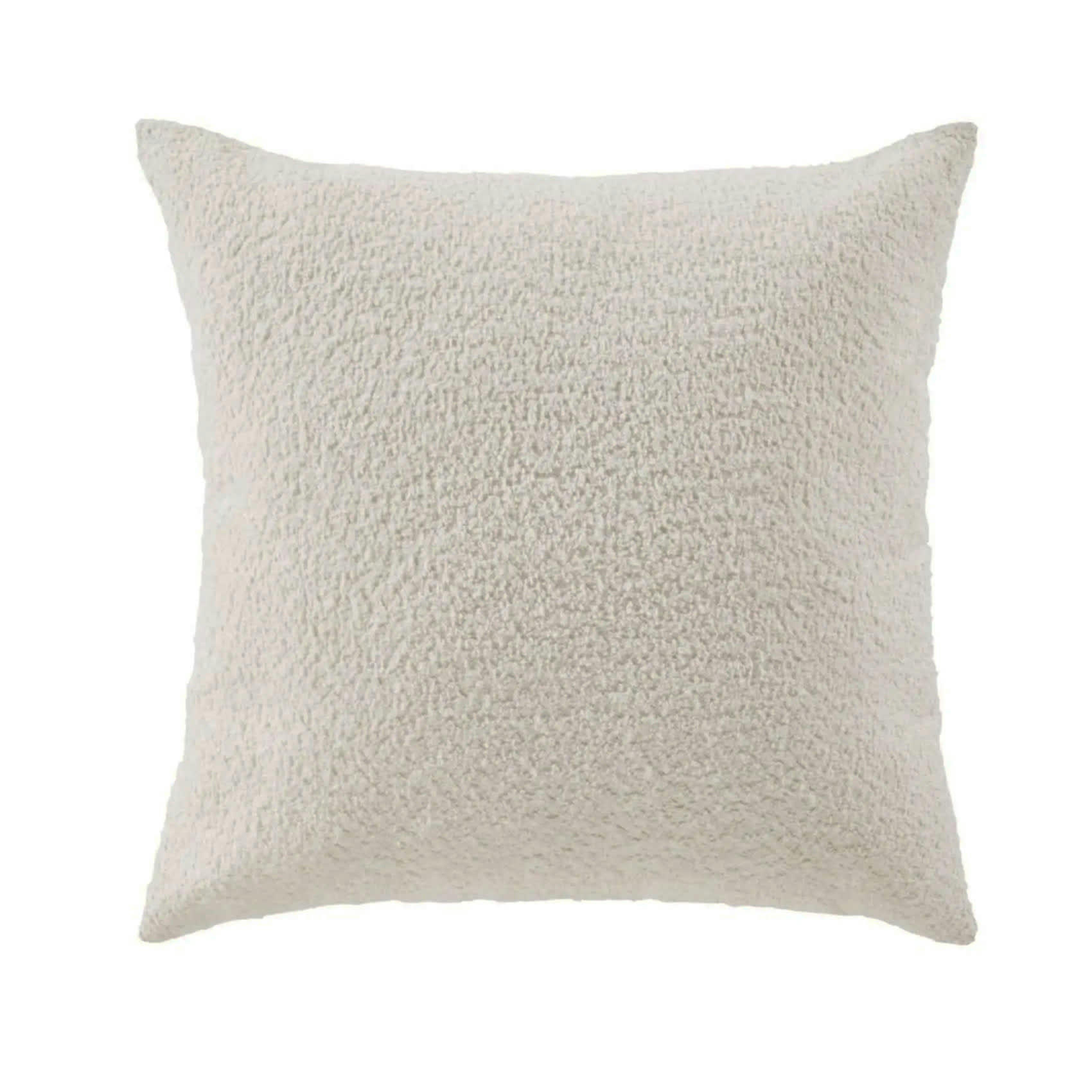 - Housse de coussin bouclette polyester/fourrure ecru 45x45 cm