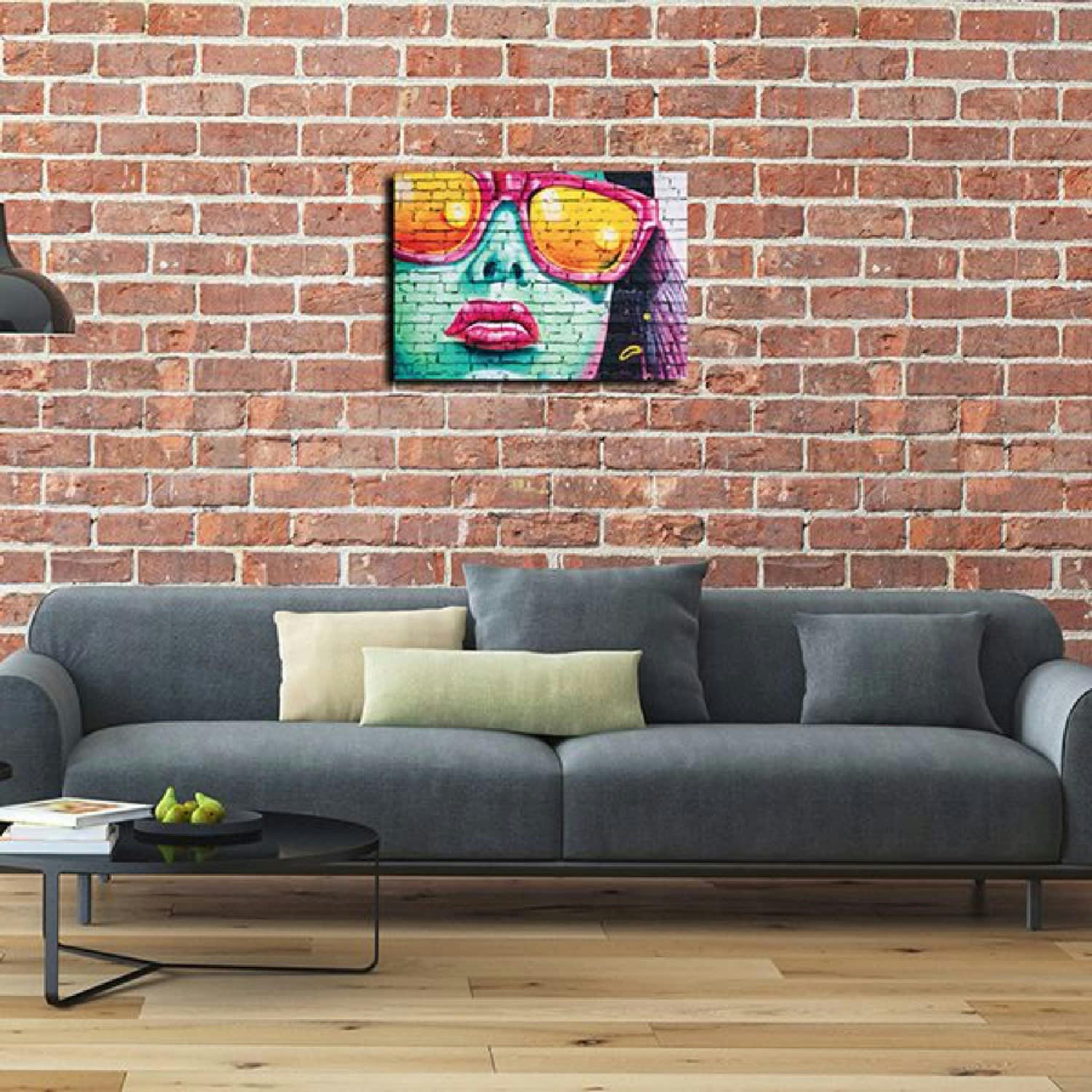 STREET ART - Tableau métal woman glasses 32x45