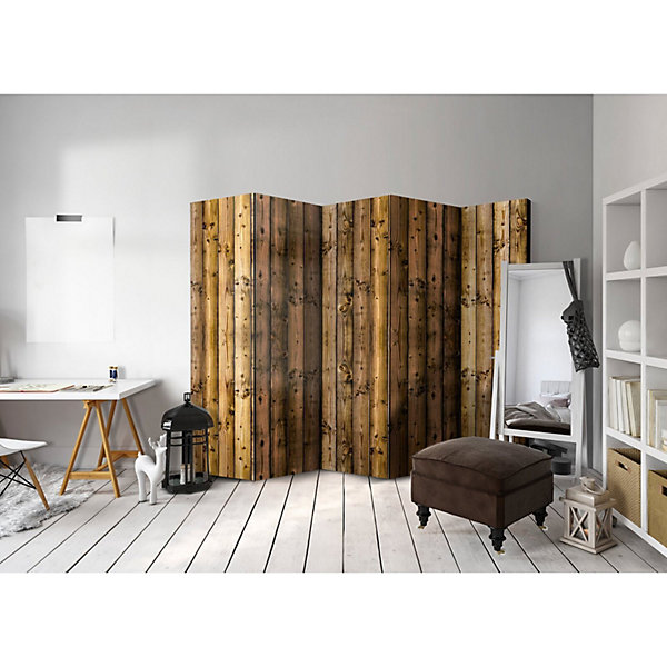 Paravent Chalet II 5 Volets en Bois pour Intérieur Charmant 225 x 172 cm Bronze