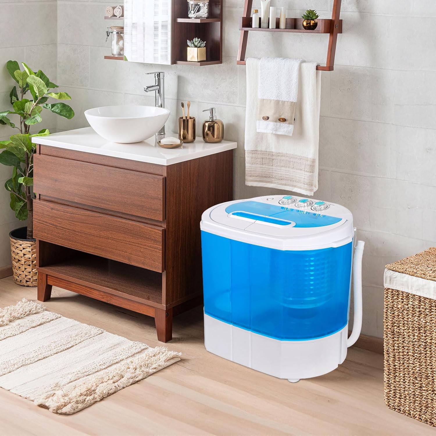 ZenStyle Portable Washer Compact Twin Tub 9.9 LB Mini Top Load Washing Machine Washer/Spinner w/ 6.57 FT Inlet Hose