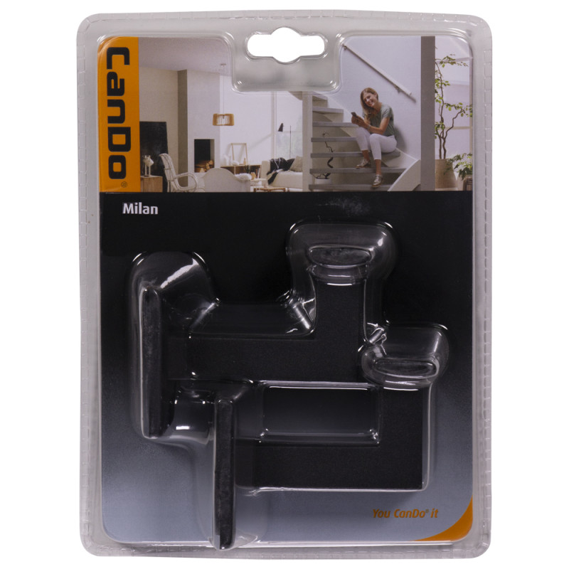 Support de rampe d'escalier Milan noir mat 2 pièces CANDO