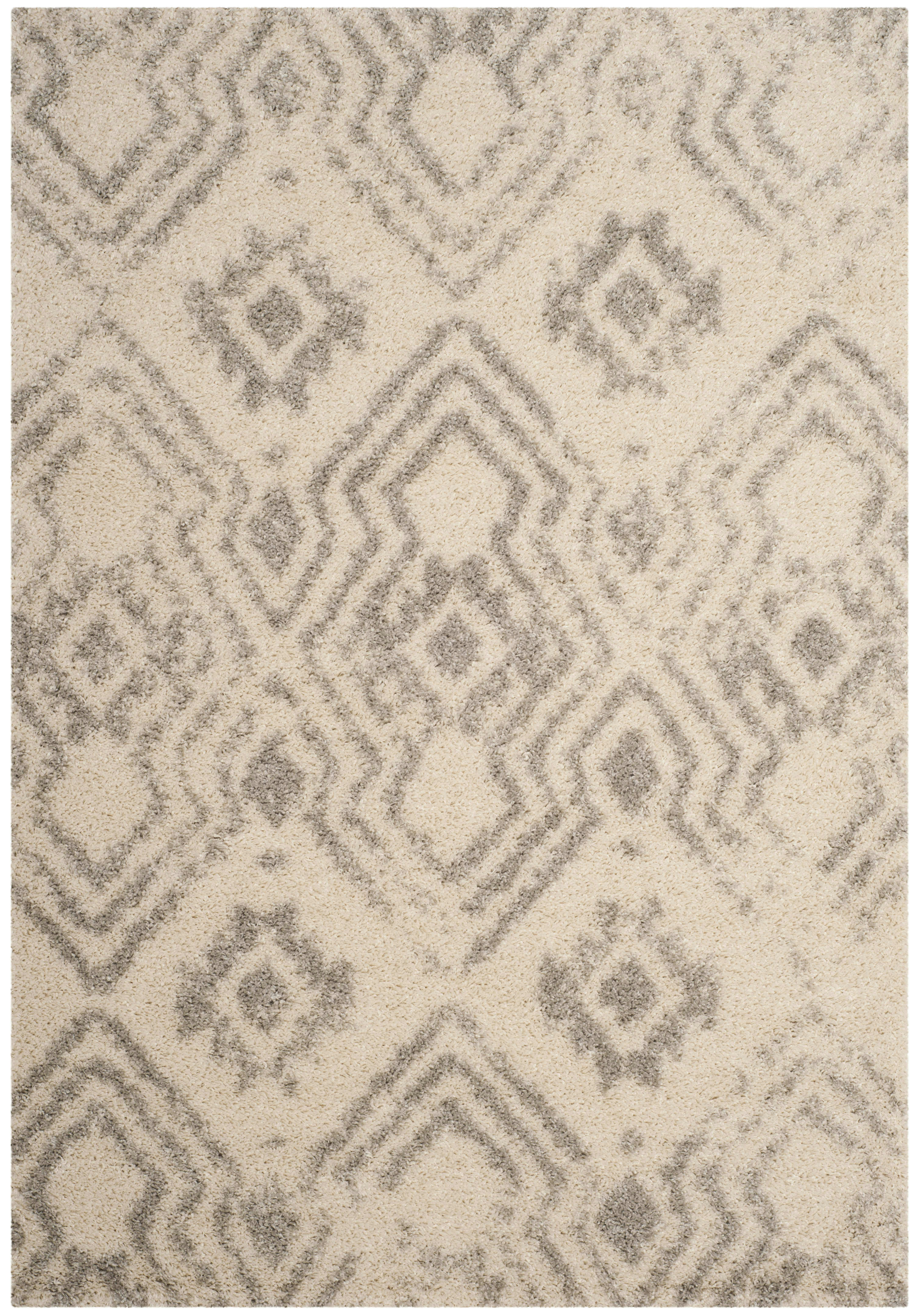 ARIZONA SHAG - Tapis de salon interieur en ivoire & gris, 201 x 279 cm