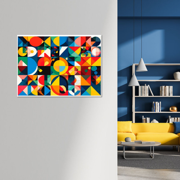 Obraz w stylu Bauhaus do salonu biura sypialni, Abstrakcja Kolorowa 30x20