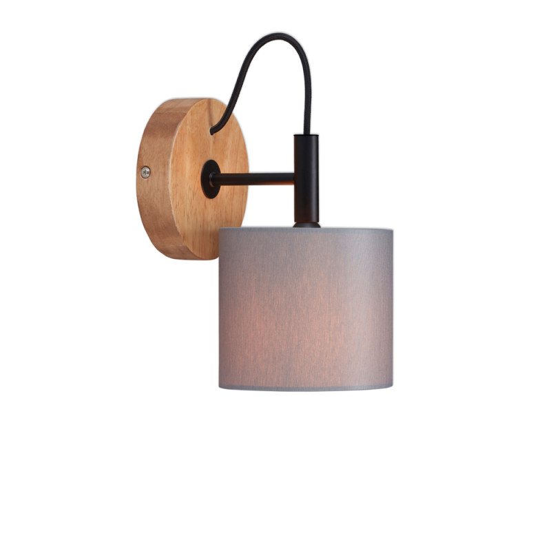 Applique en bois et tissu grise E14 25 W BRILONER