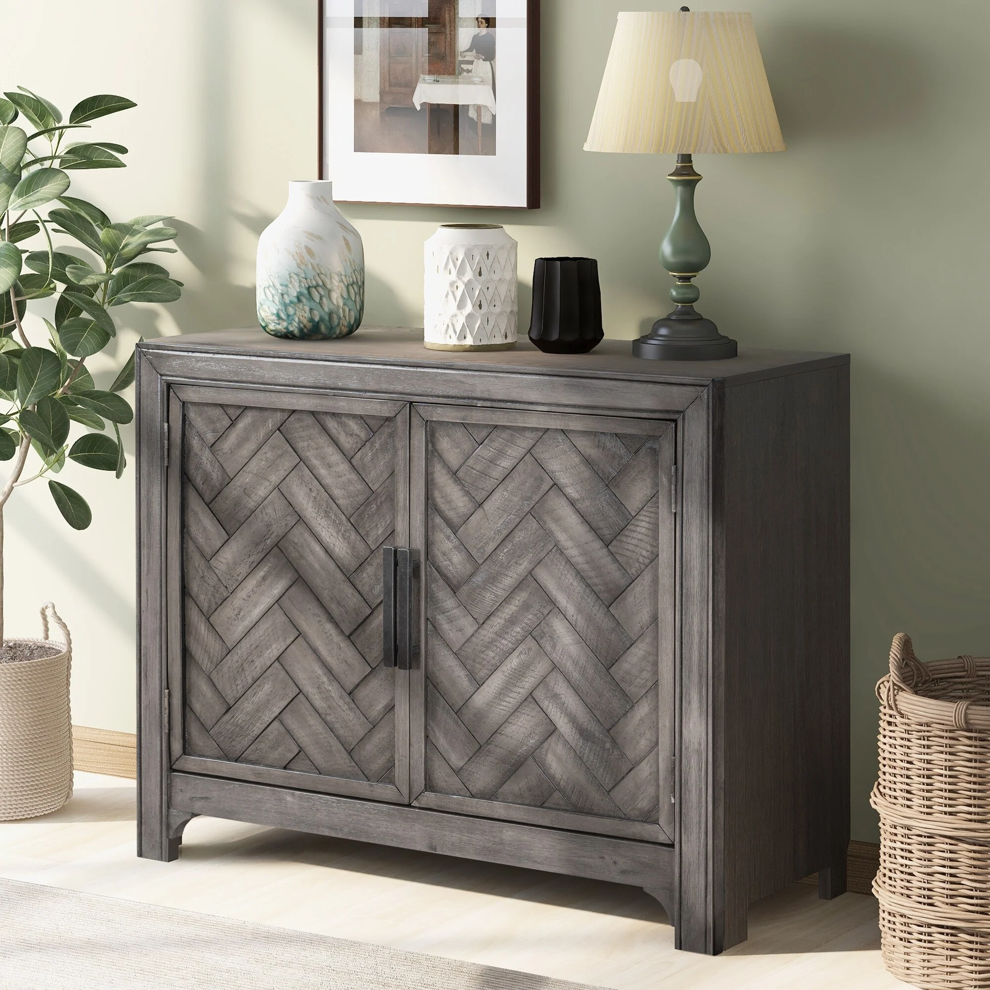 Modern Console Table with 2 Shelves