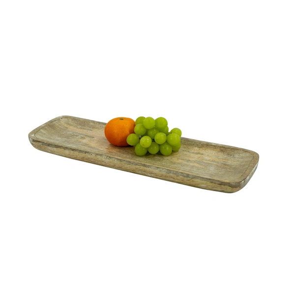 Tablett, holzfarben/weiß