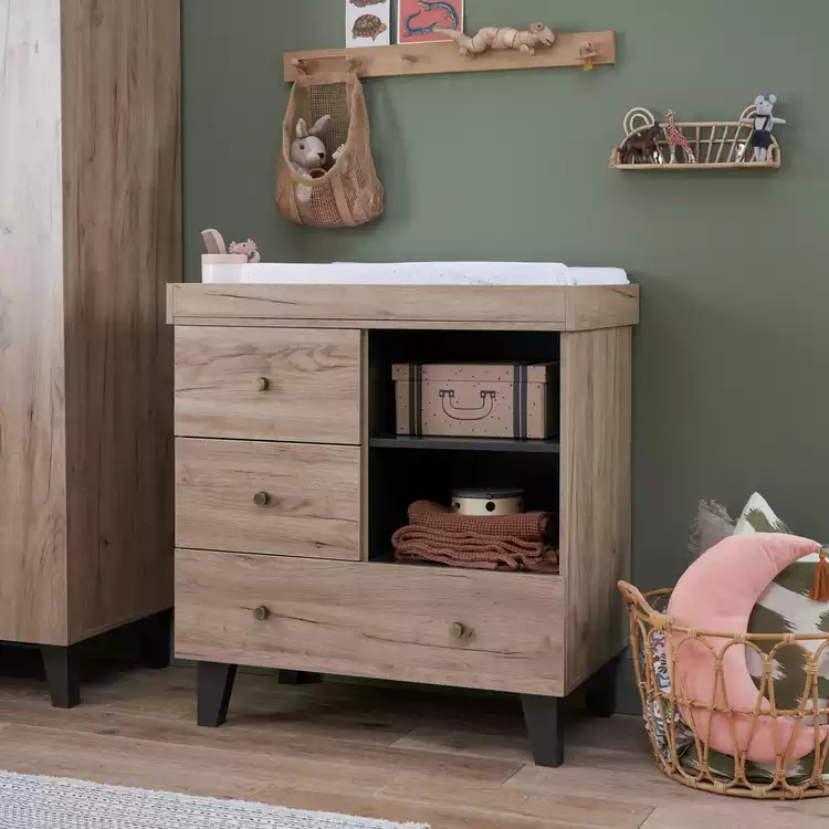 Tutti Bambini Como 3 Drawer Chest Changing Unit - Oak & Grey