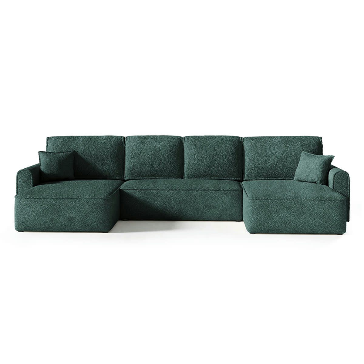 - Canapé panoramique 5 places convertible coffre bouclé vert