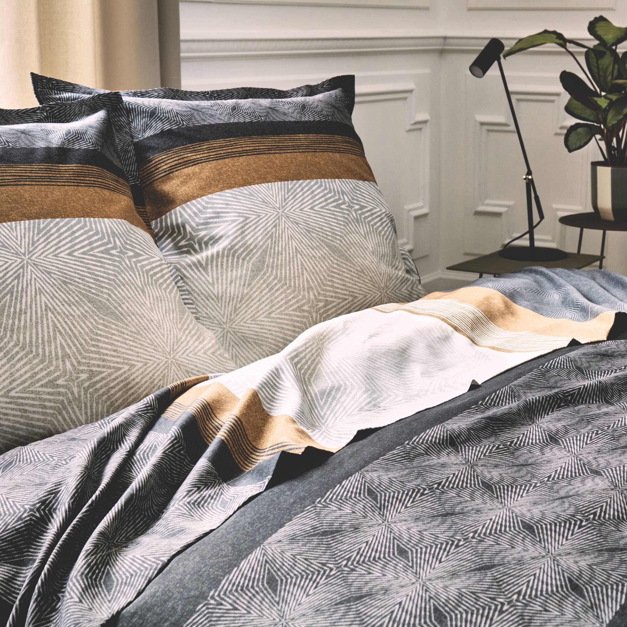 Linge de lit Tiago satin de coton imprimé