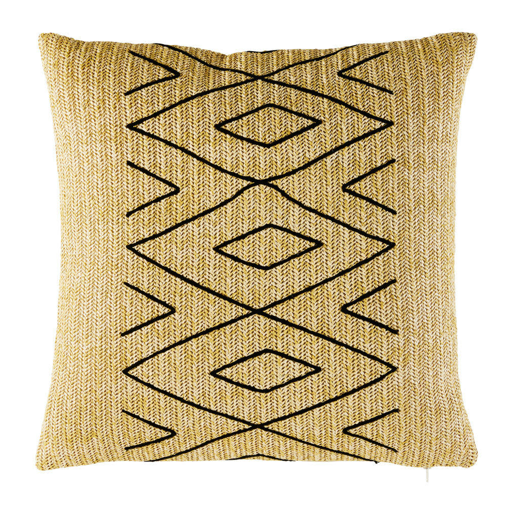 MUNNAR - Coussin en polypropylène beige motifs graphiques noirs 50x50