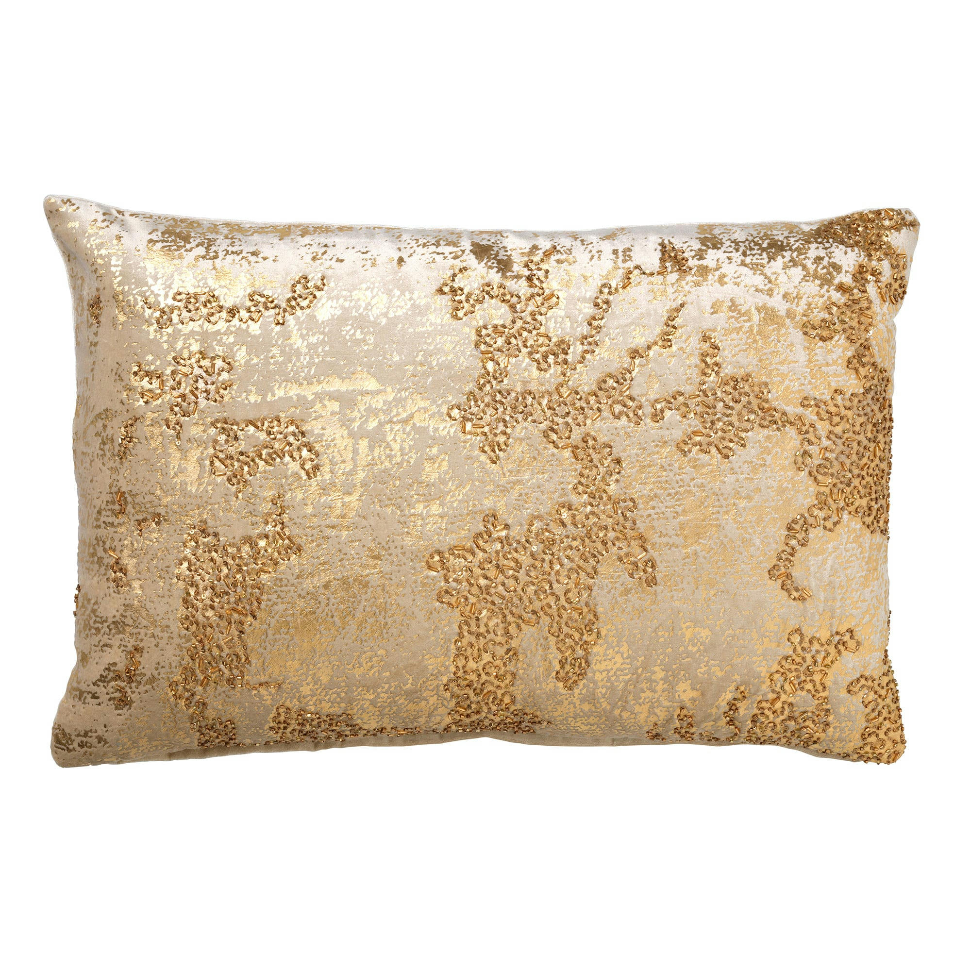 SELENE - Coussin beige en velours 40x60 cm avec motif
