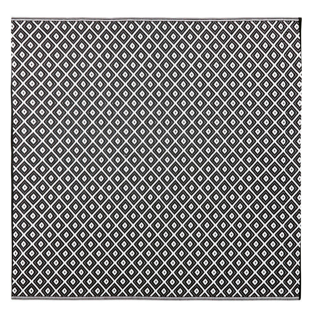 KAMARI - Tapis en polypropylène motifs graphiques noirs et blancs 180x180