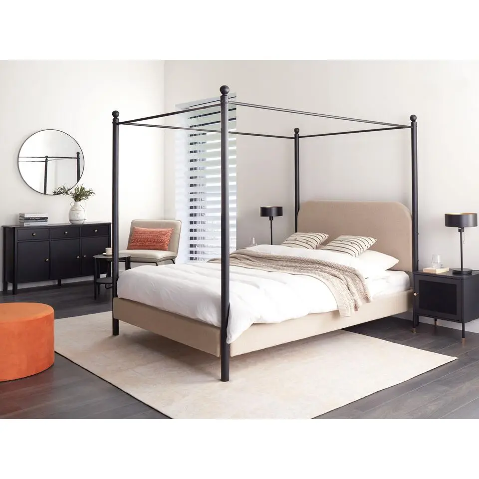 DANNEMOIS - Tweepersoonsbed - Taupe - 140x200 cm - Boucl&eacute;