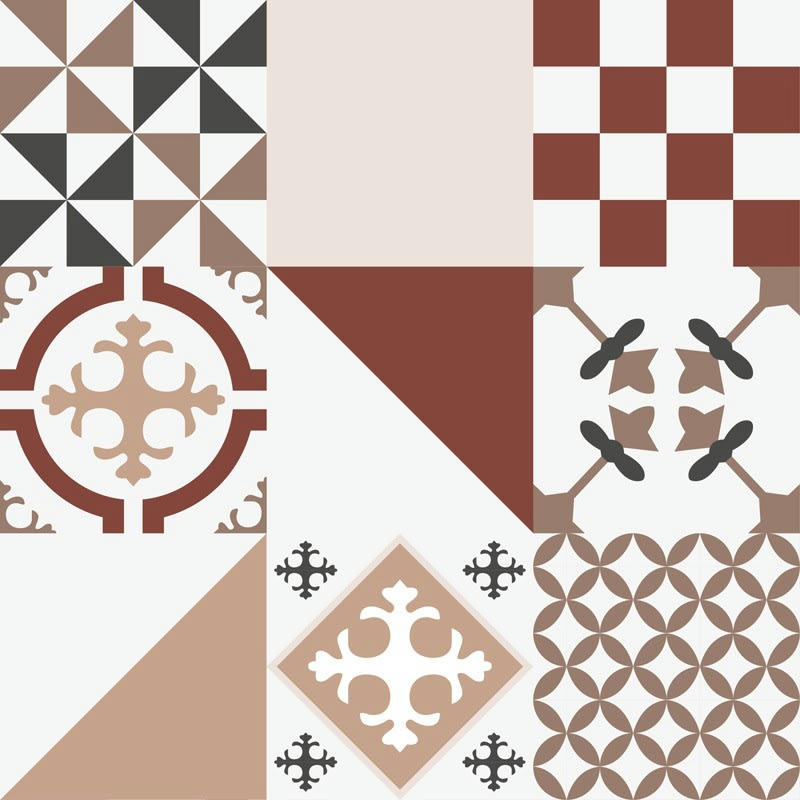 CIMENT STYLE TOUNDRA - Crédence cuisine Fond de hotte ALU L 60xH 70cm Marron Carreaux