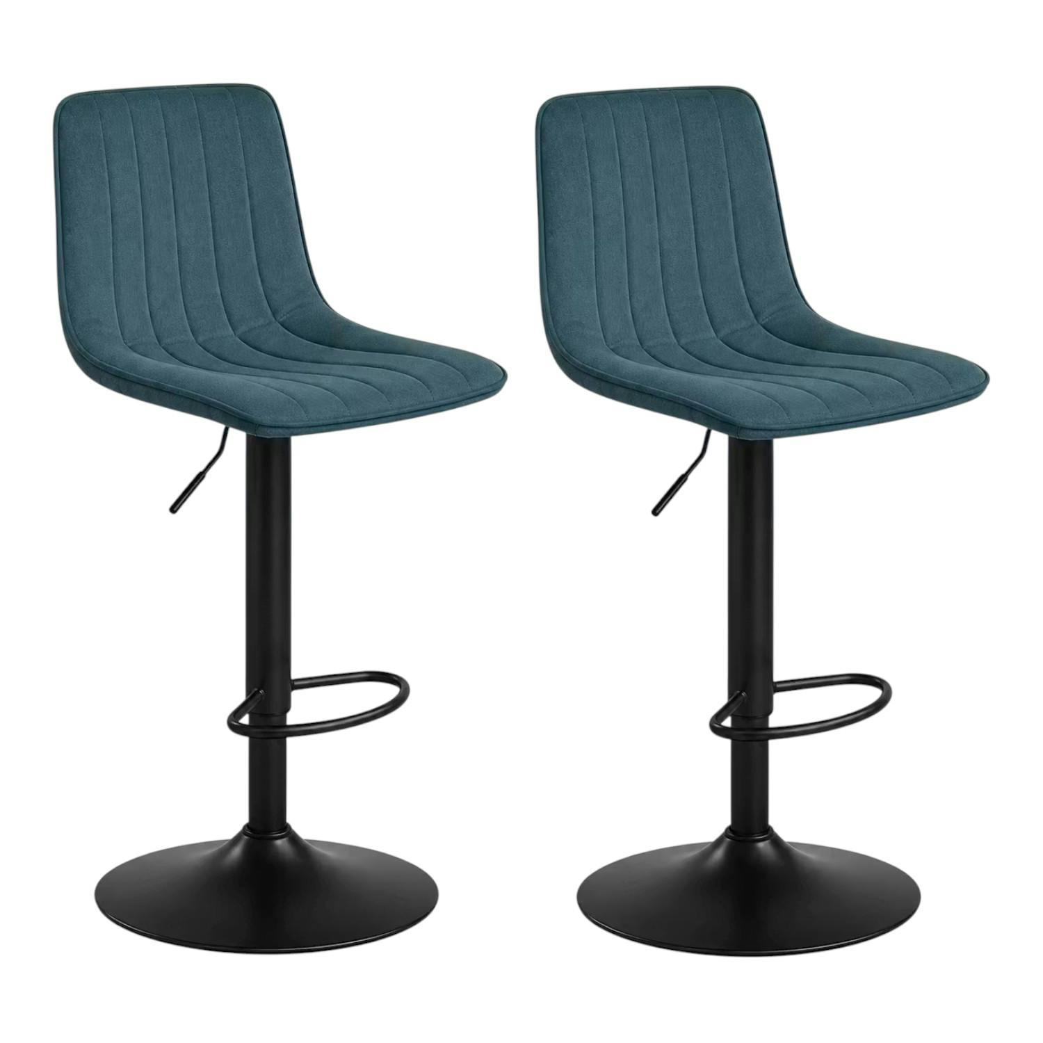 Tabouret de bar réglable bleu coutures verticales (x2) LORA