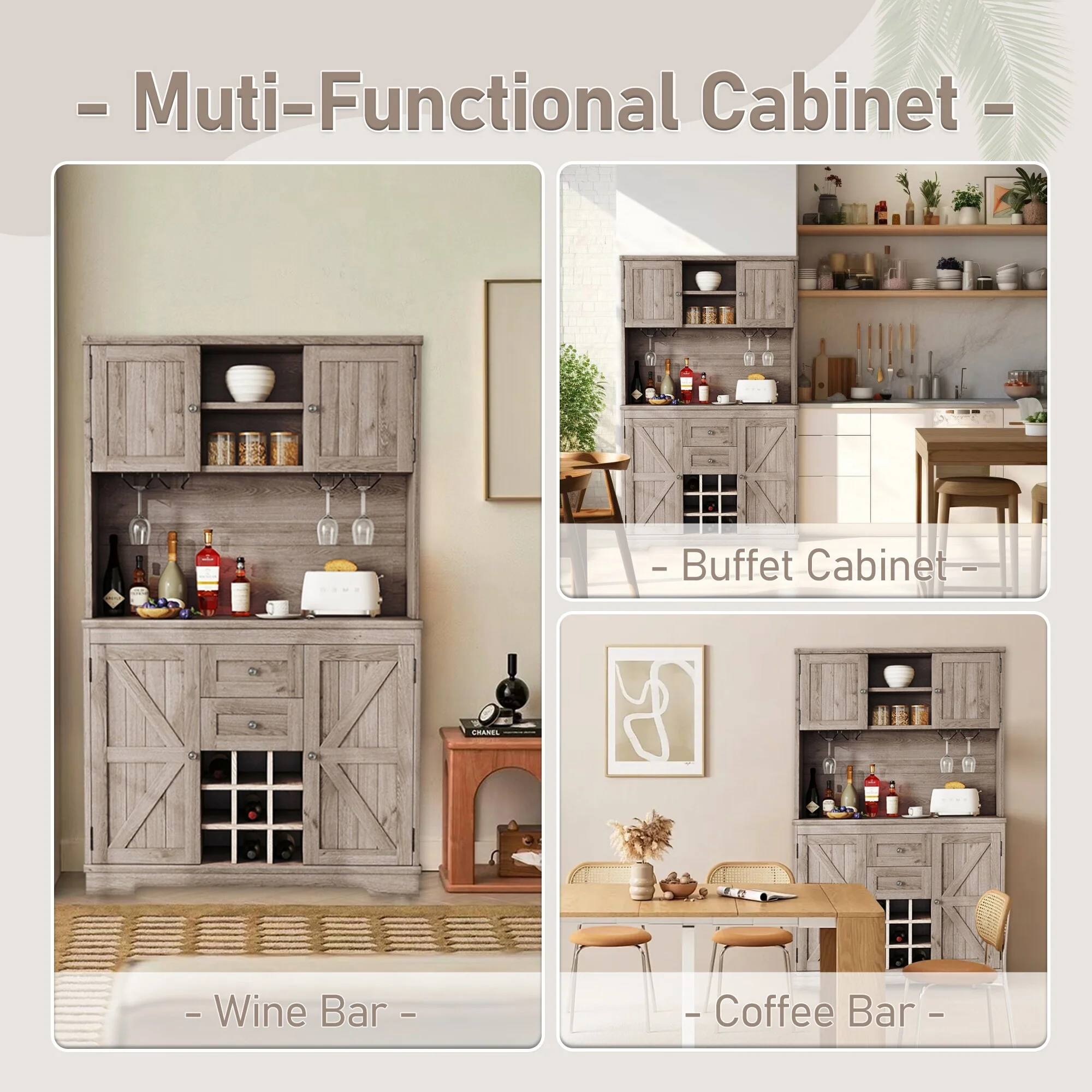 Coffee Bar Cabinet Kitchen Cabinet with Storage