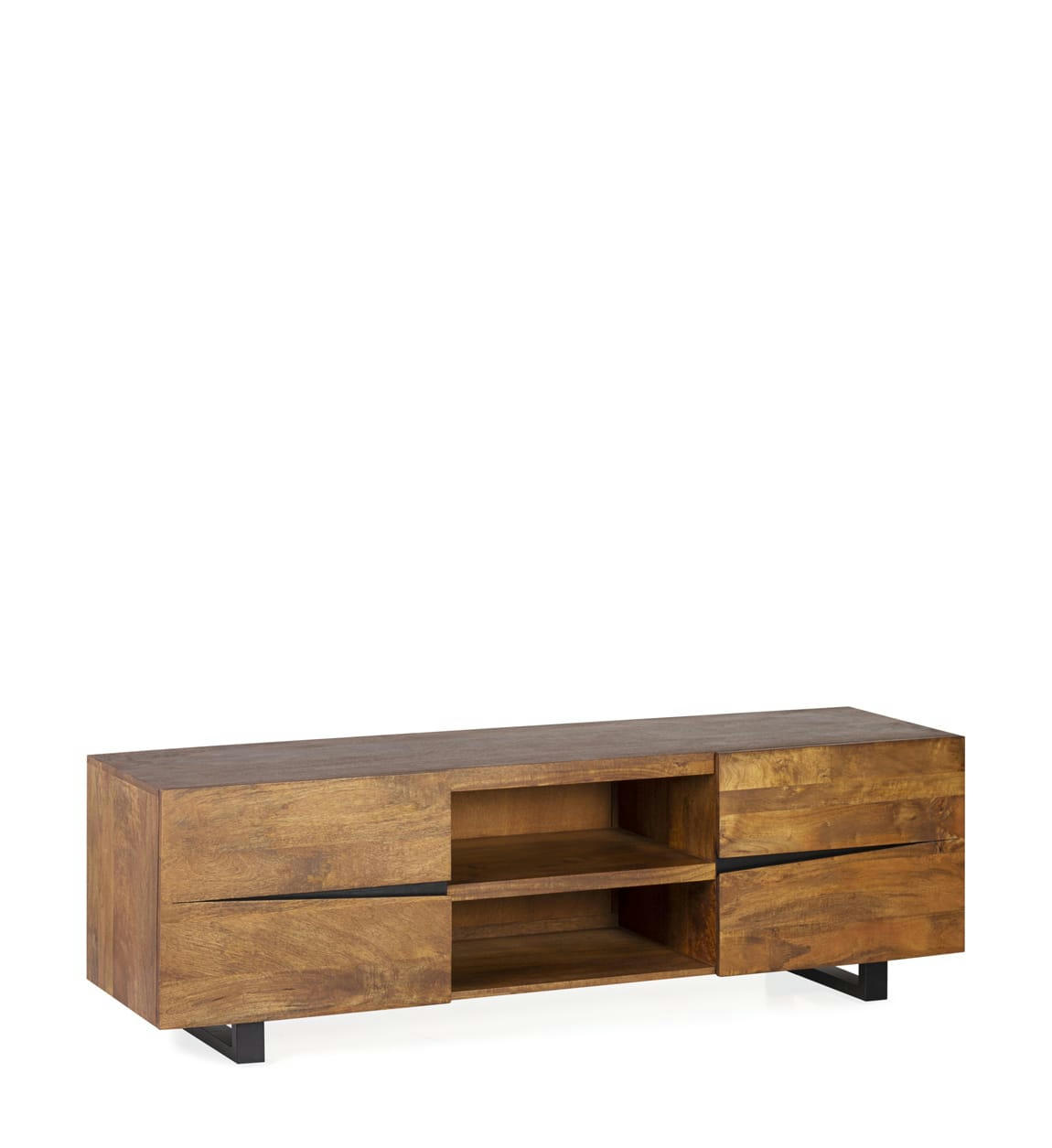 MUNICH - Meuble TV en bois marron et métal L 160 cm